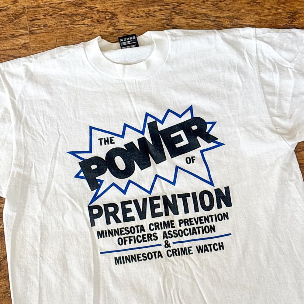Vintage The Power Of Prevention Minnesota Crime Watch White T-Shirt Large